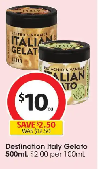 Coles Destination italy gelato offer