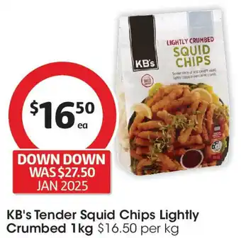 Coles Kb's tender squid chips lightly crumbed offer