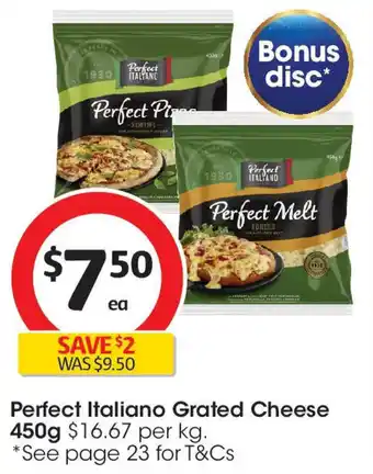 Coles Perfect italiano grated cheese offer