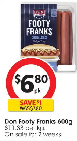 Coles Don footy franks offer