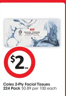 Coles Coles 2-ply facial tissues offer