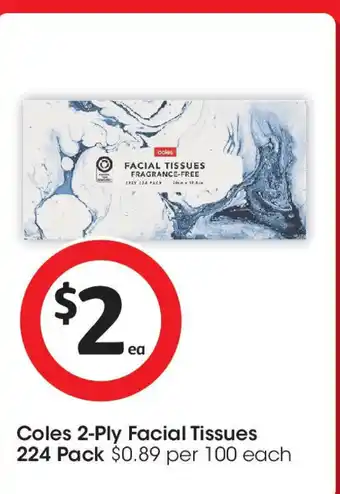 Coles Coles 2-ply facial tissues offer