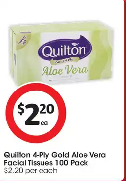 Coles Quilton 4-Ply Gold Aloe Vera Facial Tissues offer