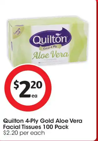 Coles Quilton 4-Ply Gold Aloe Vera Facial Tissues offer