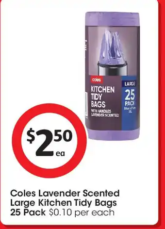 Coles Coles lavender scented large kitchen tidy bags offer