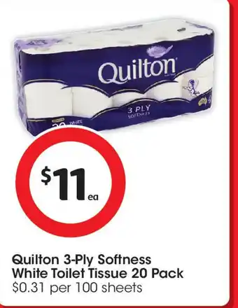 Coles Quilton 3-ply softness white toilet tissue offer