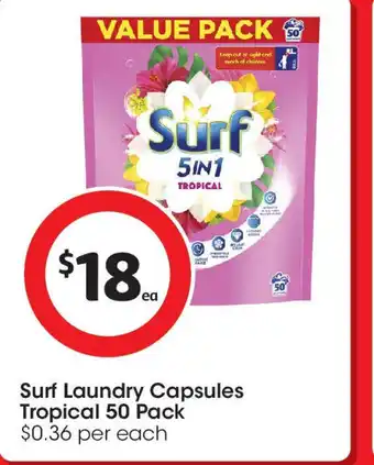 Coles Surf laundry capsules tropical offer