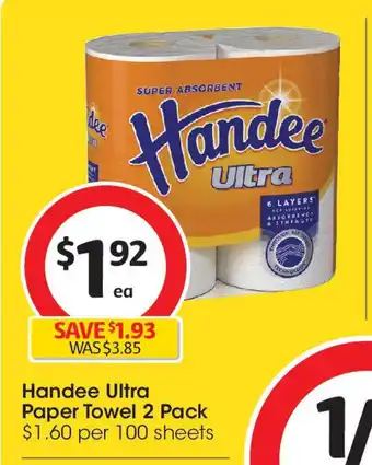 Coles Handee Ultra Paper Towel offer