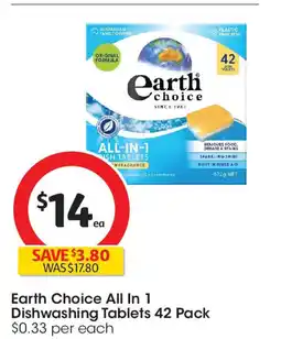 Coles Earth choice all in 1 dishwashing tablets offer