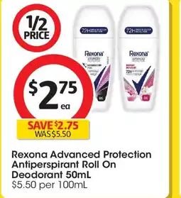 Coles Rexona advanced protection antiperspirant roll on deodorant offer