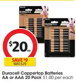 Coles Duracell Coppertop Batteries AA or AAA offer