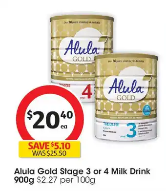 Coles Alula gold stage 3 or 4 milk drink offer