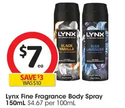 Coles Lynx fine fragrance body spray offer