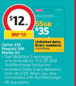 Coles Optus prepaid sim starter kit offer