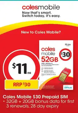 Coles Coles Mobile Prepaid SIM offer