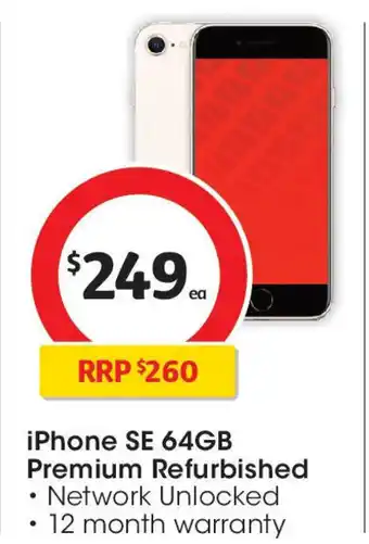 Coles iPhone SE 64GB Premium Refurbished offer