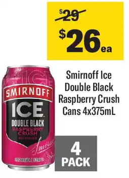 Coles Smirnoff ice double black raspberry crush cans offer