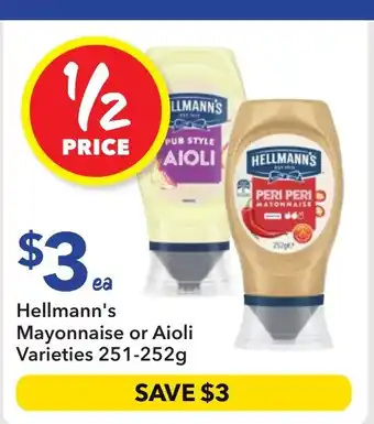 Ritchies Hellmann's Mayonnaise or Aioli Varieties offer