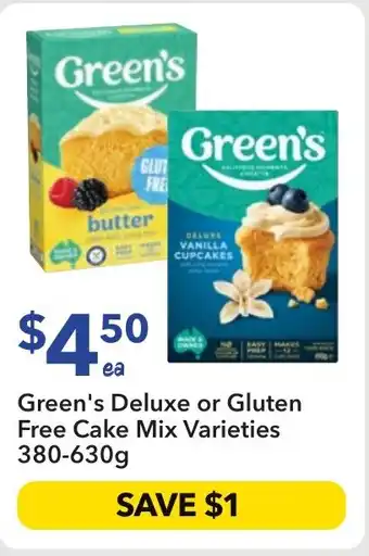 Ritchies Green's deluxe or gluten free cake mix varieties offer