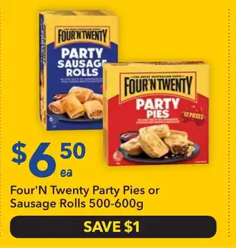 Ritchies Four'n twenty party pies or sausage rolls offer