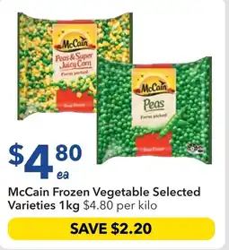 Ritchies Mccain frozen vegetable selected varieties offer