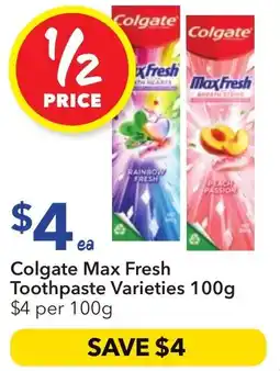 Ritchies Colgate max fresh toothpaste varieties offer