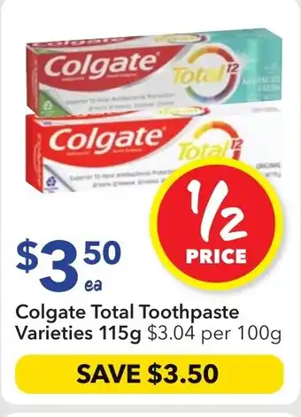 Ritchies Colgate total toothpaste varieties offer