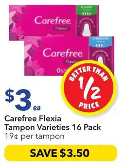 Ritchies Carefree flexia tampon varieties offer