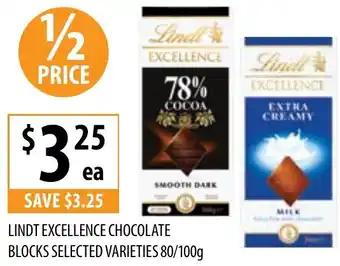 Supabarn Lindt excellence chocolate blocks offer