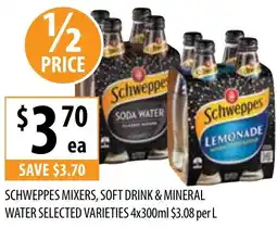 Supabarn Schweppes mixers, soft drink & mineral water selected varieties offer