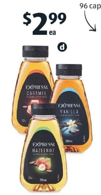ALDI Expressi Coffee Syrups 250ml offer