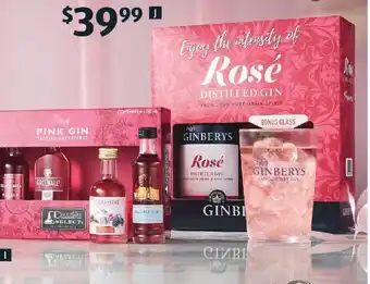 ALDI Ginbery's Rosé Gin 700ml Gift Pack offer