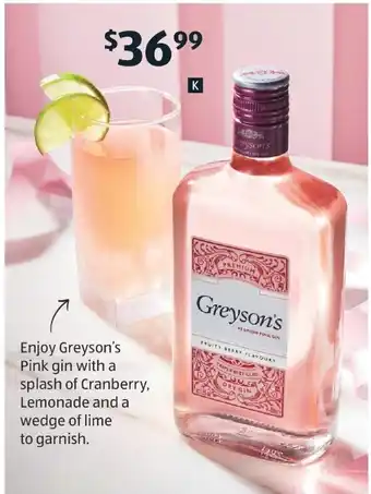 ALDI Greyson's Pink Gin 700ml offer