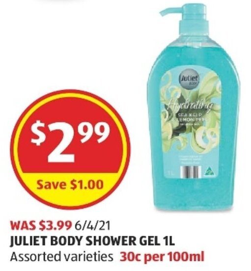 Juliet Body Shower Gel 1L offer at ALDI