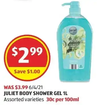 ALDI Juliet Body Shower Gel 1L offer