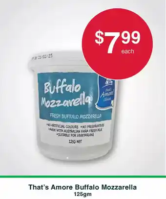 Australian Butchers That's amore buffalo mozzarella offer