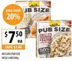 Supabarn Mccains pub size meals offer