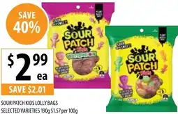 Supabarn Sour patch kids lolly bags offer