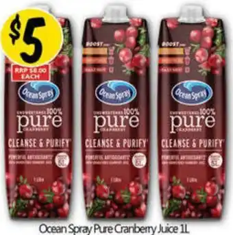 NQR Ocean spray pure cranberry juice offer