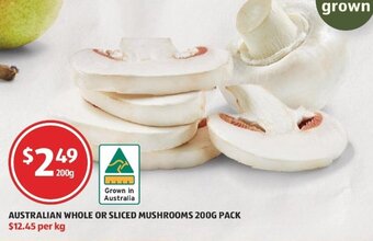 ALDI Australian Whole or Sliced Mushrooms 200g offer