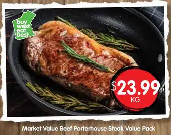 Spudshed Market value beef porterhouse steak offer