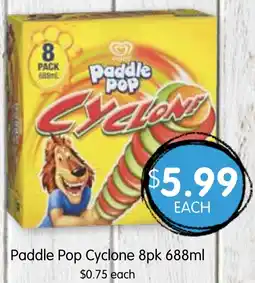 Spudshed Paddle pop cyclone offer