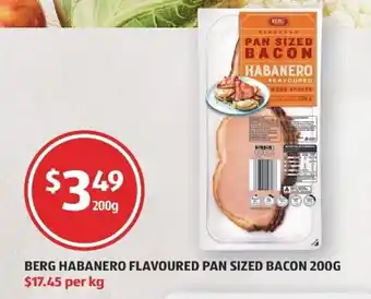 ALDI Berg Habanero Flavoured Pan Sized Bacon 200g offer