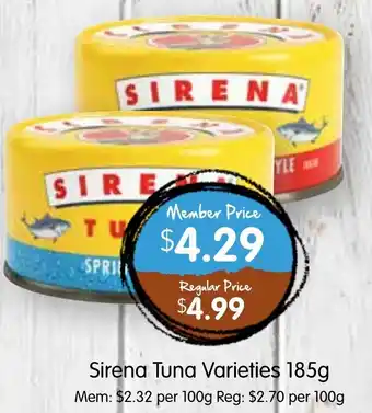 Spudshed Sirena tuna varieties offer