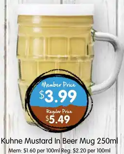 Spudshed Kuhne mustard in beer mug offer