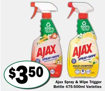 Friendly Grocer Ajax spray & wipe trigger bottle varieties offer