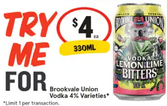 IGA Liquor Brookvale union vodka 4% varieties offer