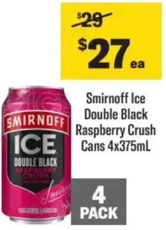 Liquorland Smirnoff ice double black raspberry crush cans offer