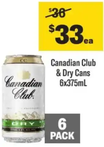 Liquorland Canadian club & dry cans offer