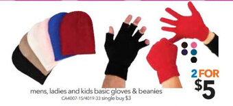 Cheap as Chips Mens,Ladies and Kids Basic Gloves & Beanies offer